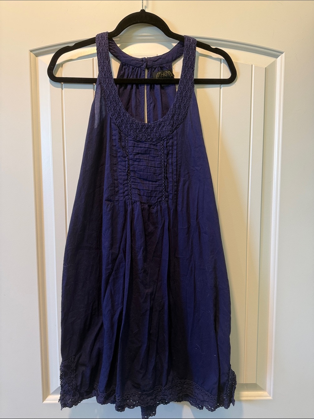 Athena Navy Blue Crochet-Trim Sleeveless Camisole